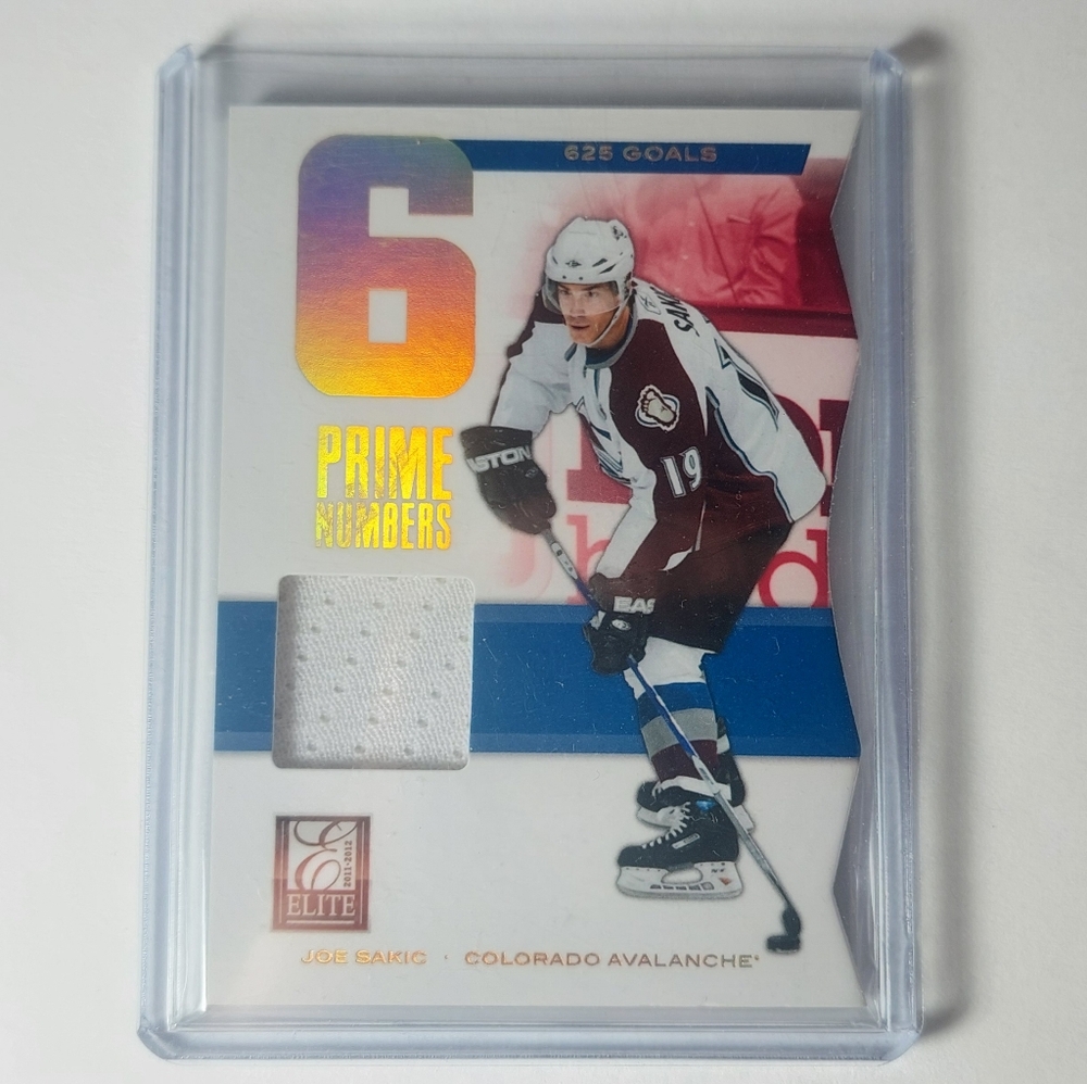 Joe Sakic 2011/12 Elite Prime Number Game Worn Jersey #1 Avalanche 580/625